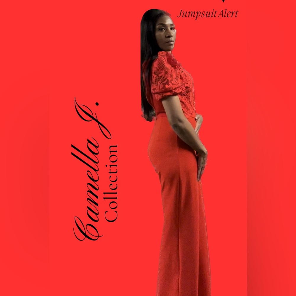 Elegant Red Lace Jumpsuit